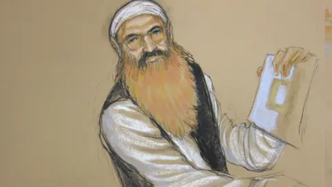 Reuters sees Khalid Sheikh Mohammed as an artist"This Oct. 15, 2012 sketch of the court recess during a pre-trial hearing at the U.S. naval base at Guantanamo Bay, Cuba.